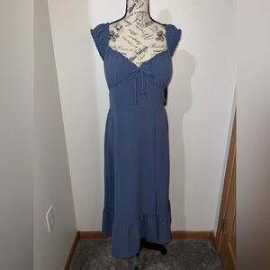 Derek Heart NWT Dusty Blue Cottagecore Ruffle Midi Dress      Size XL
